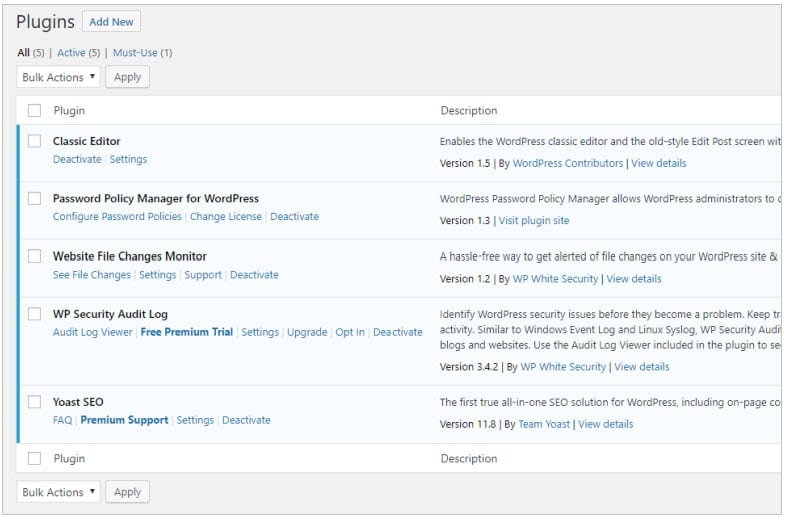Activate WordPress plugins