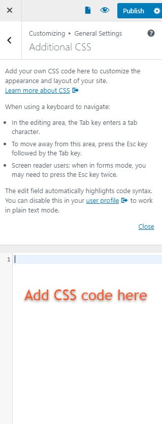 Add CSS code to footers