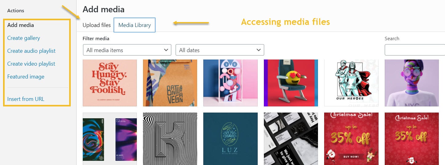 Adding media to a blog post