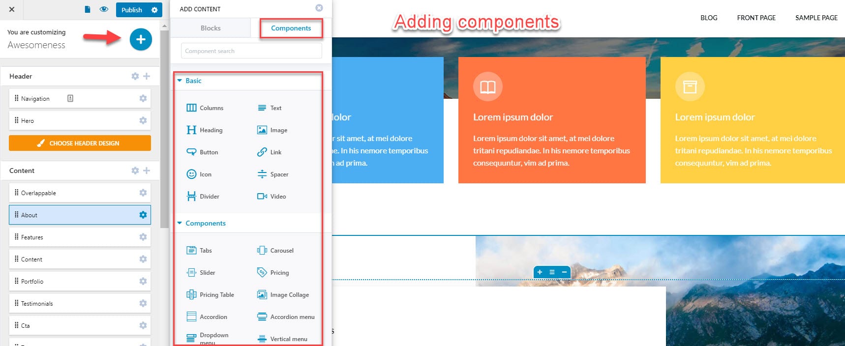 Adding WordPress components