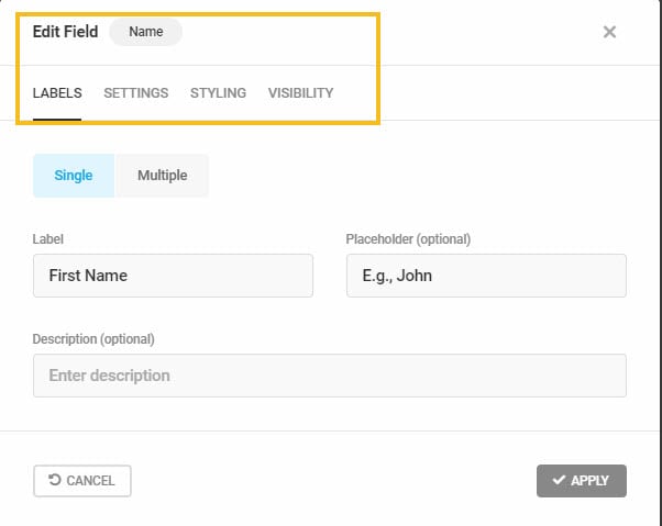 changing labels and placeholders for form fields