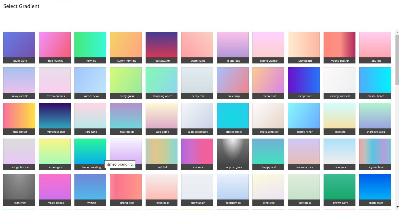 Choose background gradient