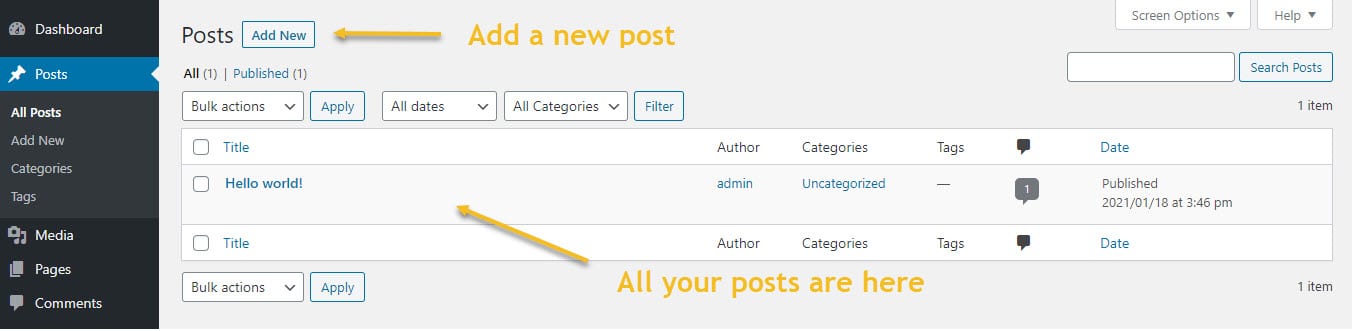 Creating WordPress posts