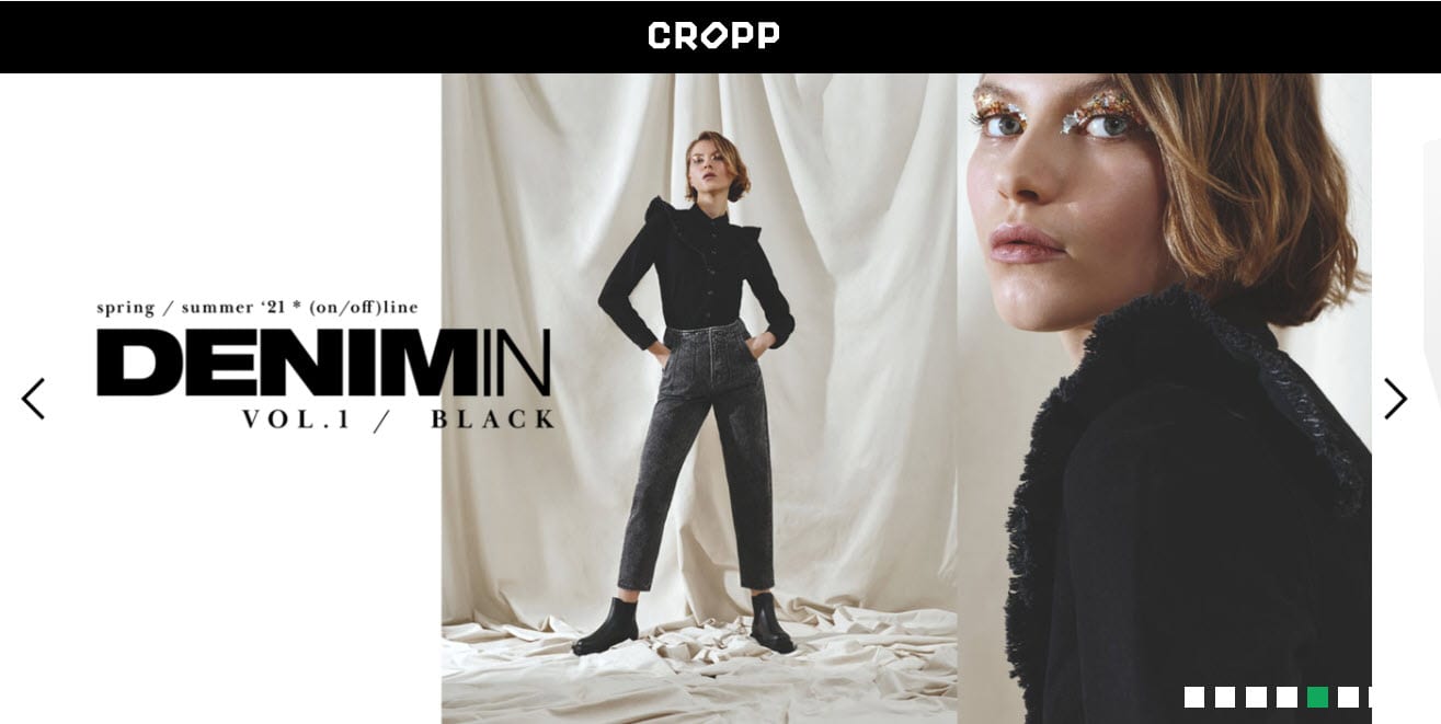 Cropp products shown in the header