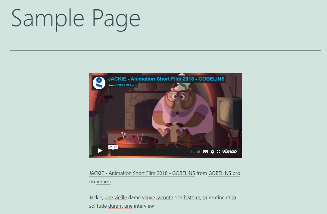 Embed Vimeo video inside a WordPress page