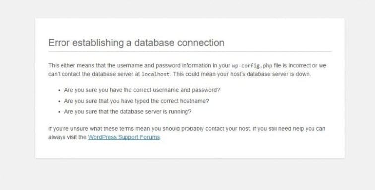 Error Establishing a Database Connection in WordPress
