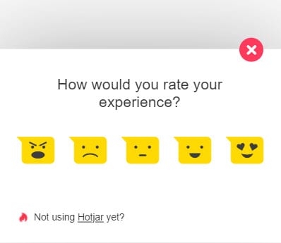 Hotjar survey on the homepage