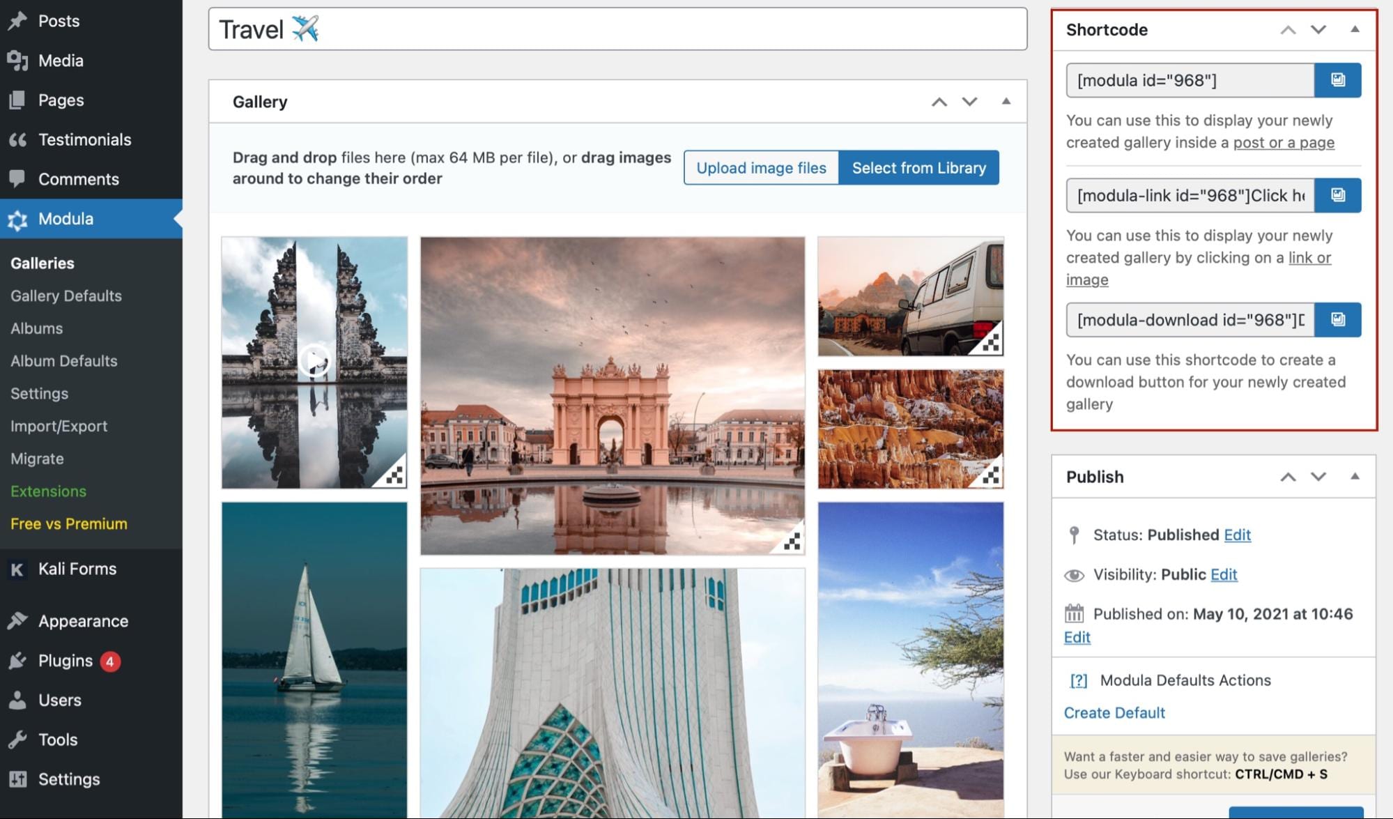 Add the WordPress gallery shortcode