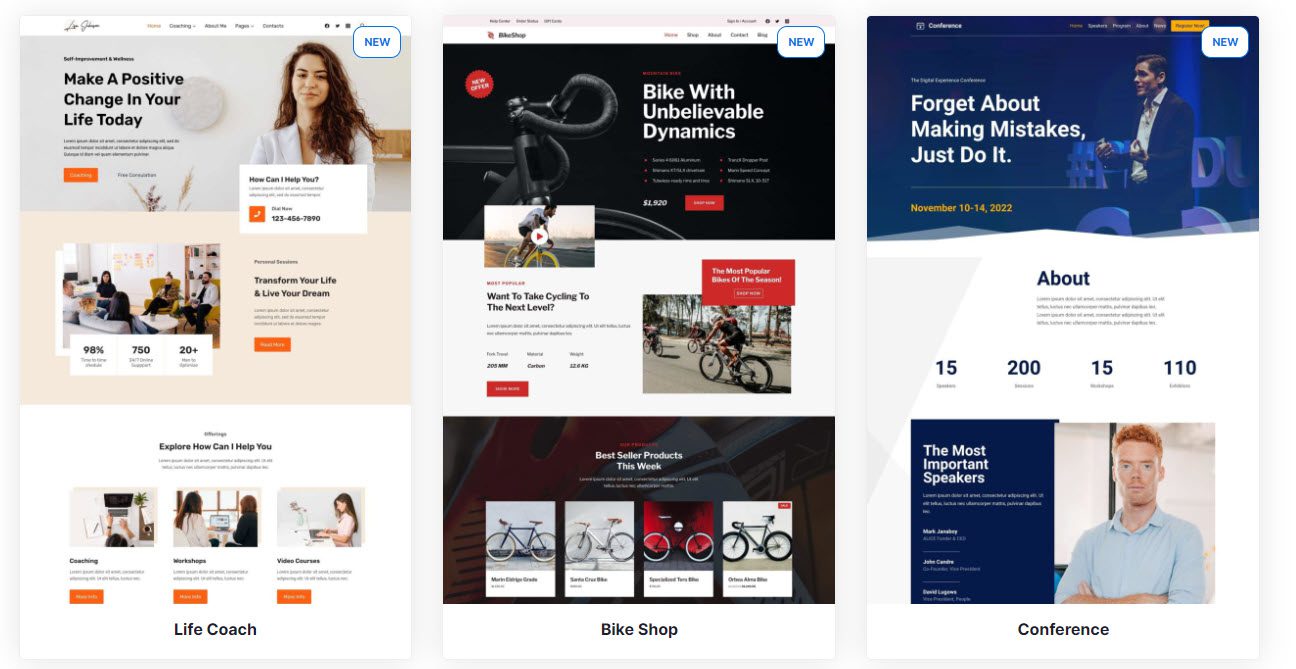 Kadence starter templates