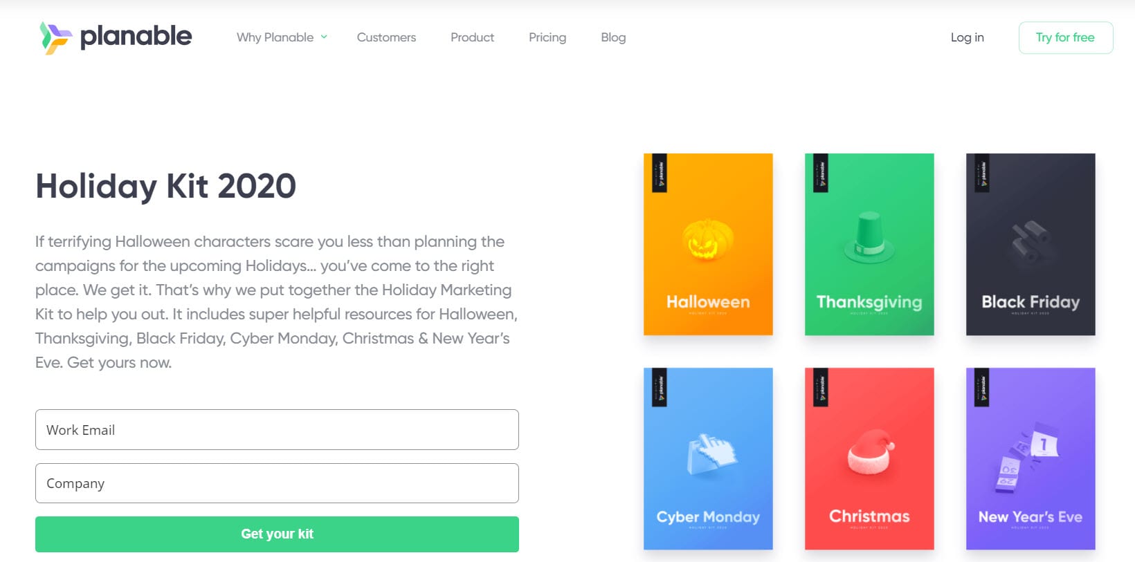 Lead magnet and landing page from planable