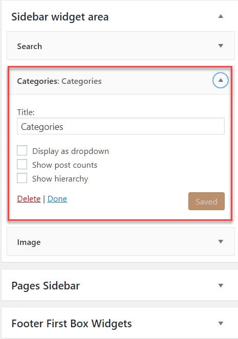 Make adjustments to categories' widget