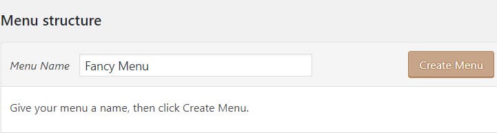 Give your WordPress menu a name