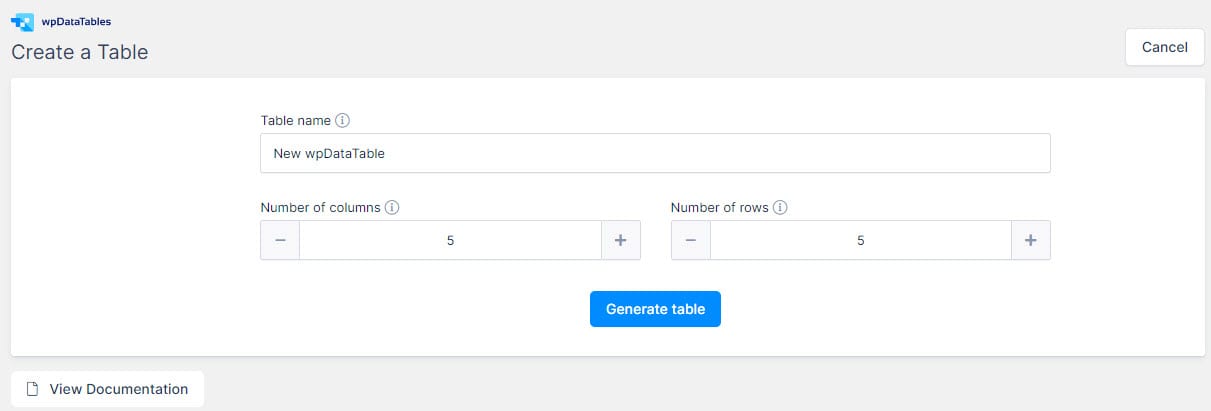 Name your WordPress table