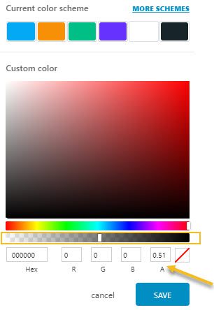 Opacity color settings in Colibri
