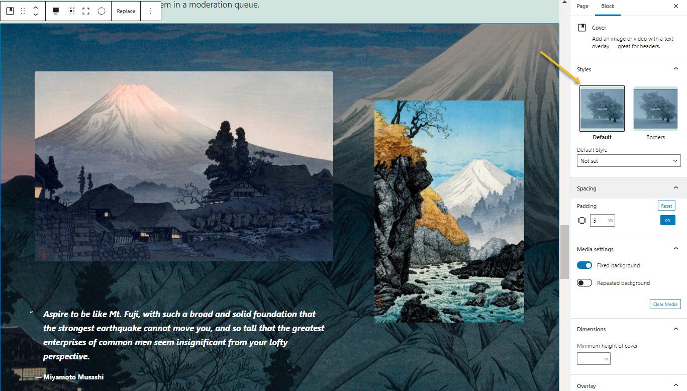 Paste the WordPress gallery pattern