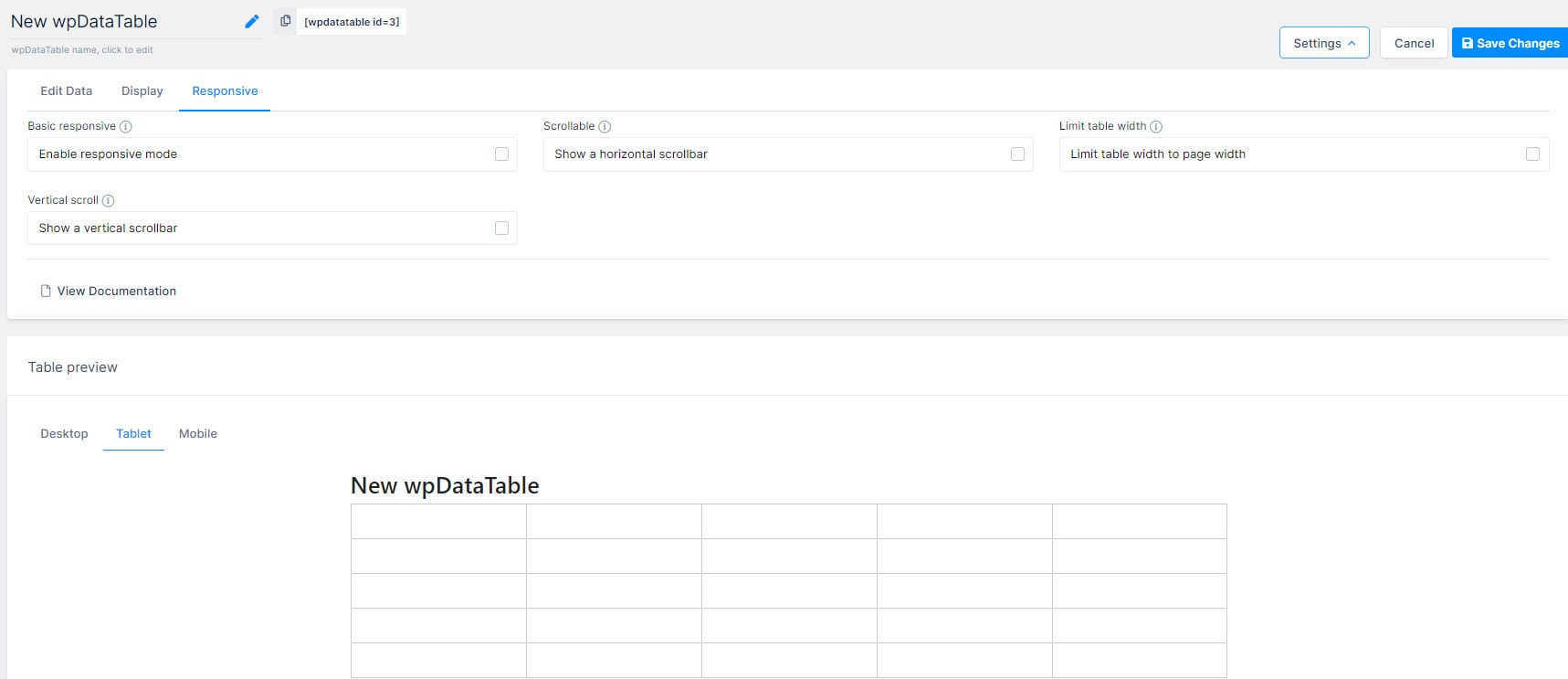 Table responsiveness