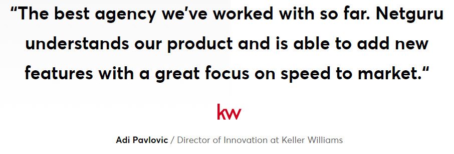 Testimonial included in the homepage design