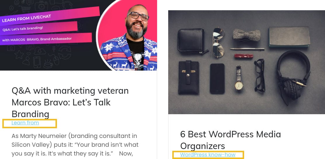 WordPress categories