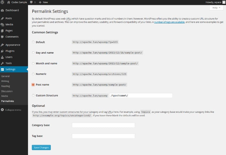 WordPress permalinks