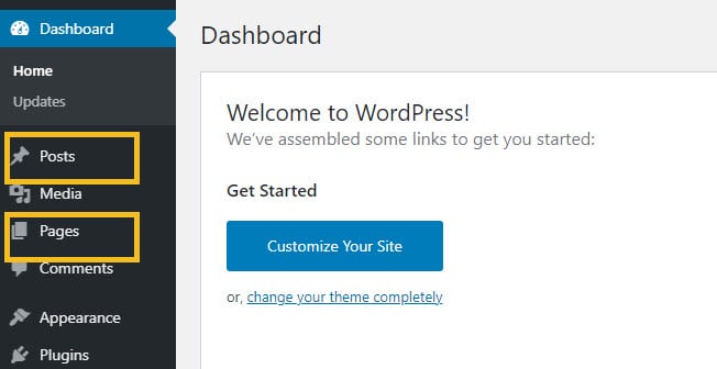 WordPress posts and pages