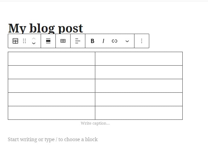 WordPress table editing