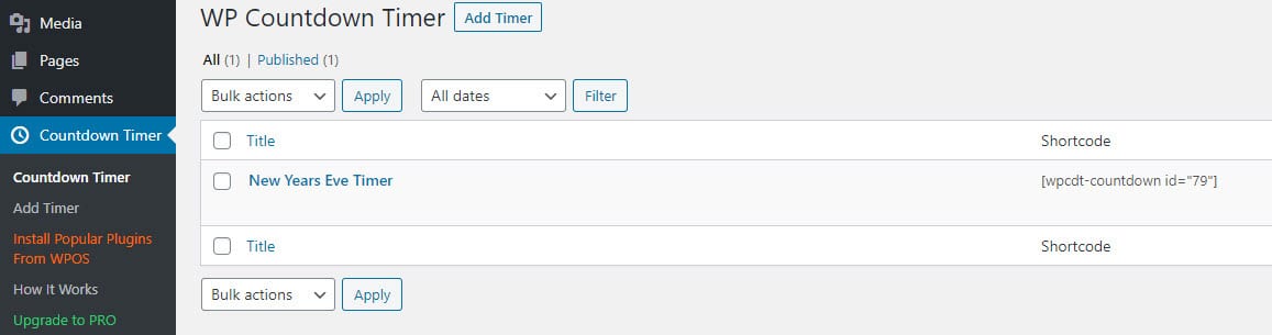 WP countdown timer