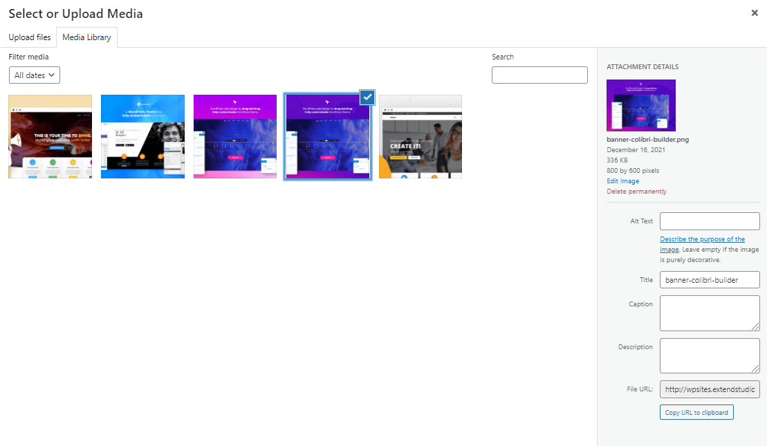 Choose an image from the Media Library