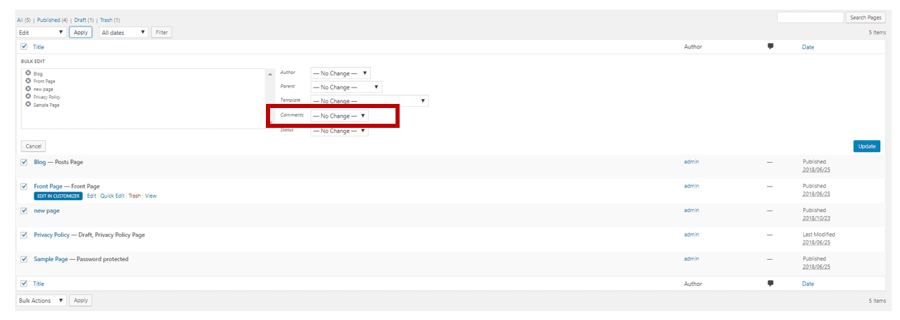 How to disable comments in WordPress - case 2