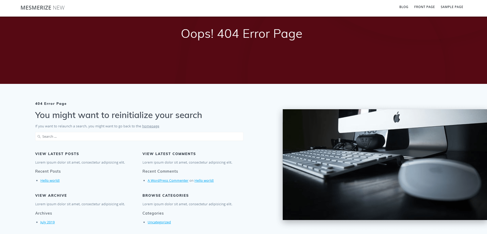 404 page that's customized in ColibriWP