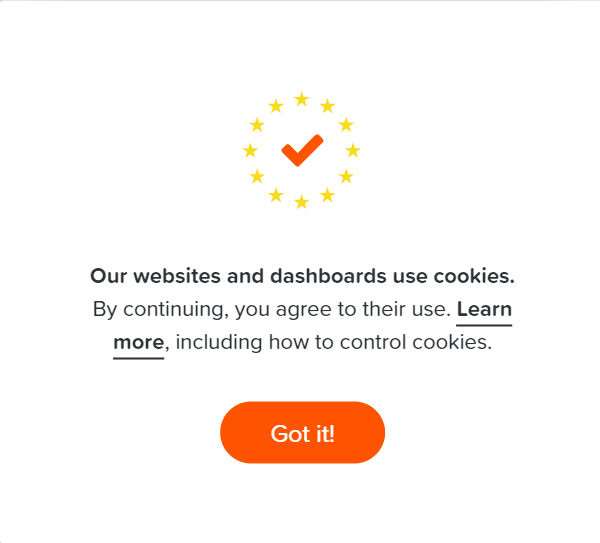 Cookie notice pop-up