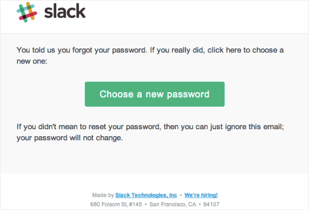 Slack transactional email