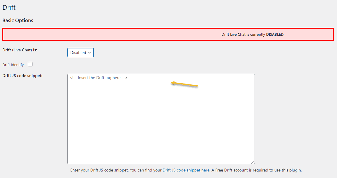 Drift and WordPress integration