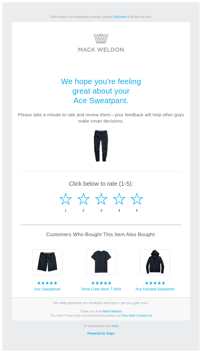 Star ratings in emails