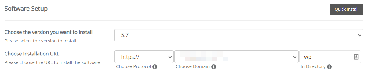filling up the form to install WordPress