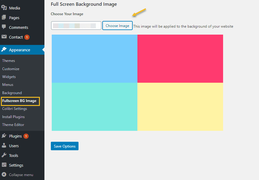 Choose the background image using a WordPress plugin