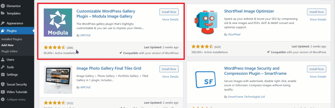 Install Modula WordPress video plugins