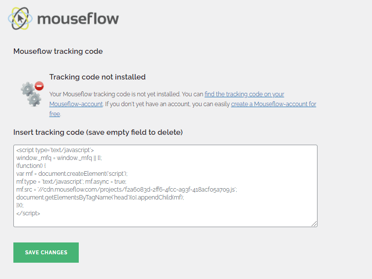 Mouseflow for WordPress tracking code