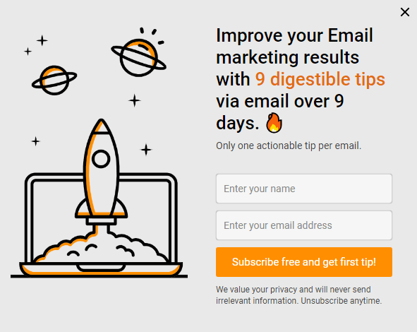 pop-up that promotes a lead magnet