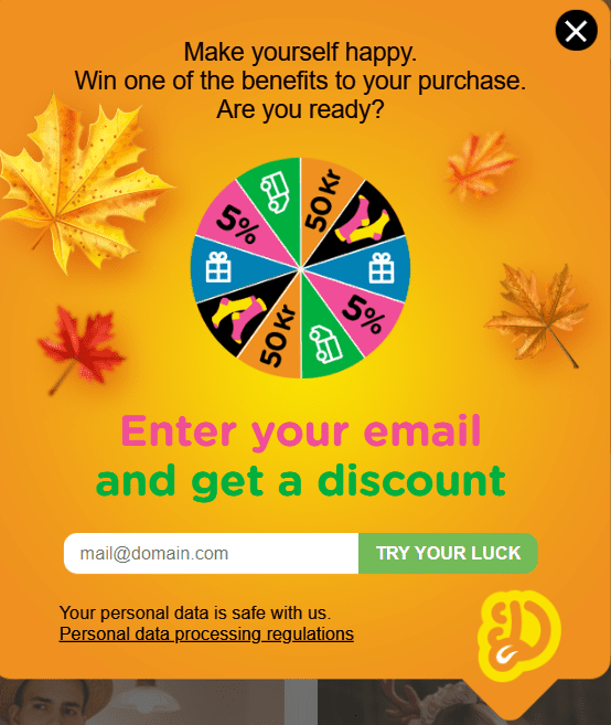 website pop-up example