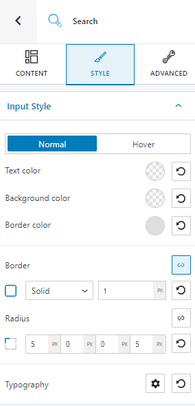 Search block input styling