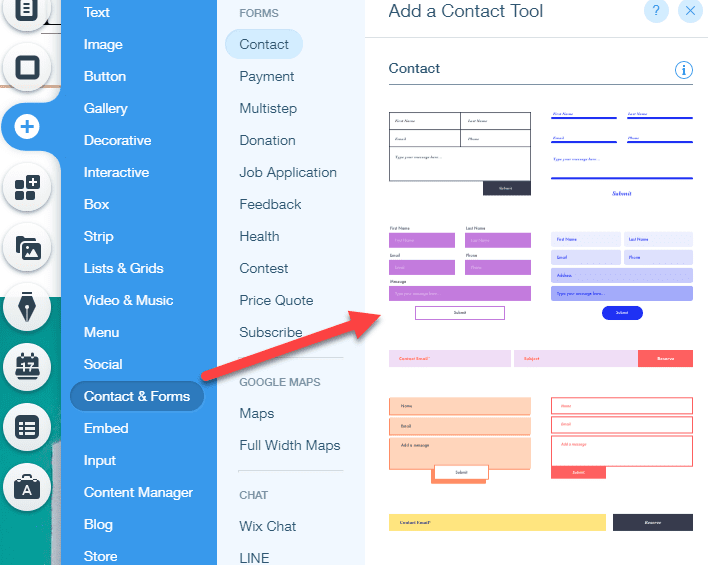 wix contact forms